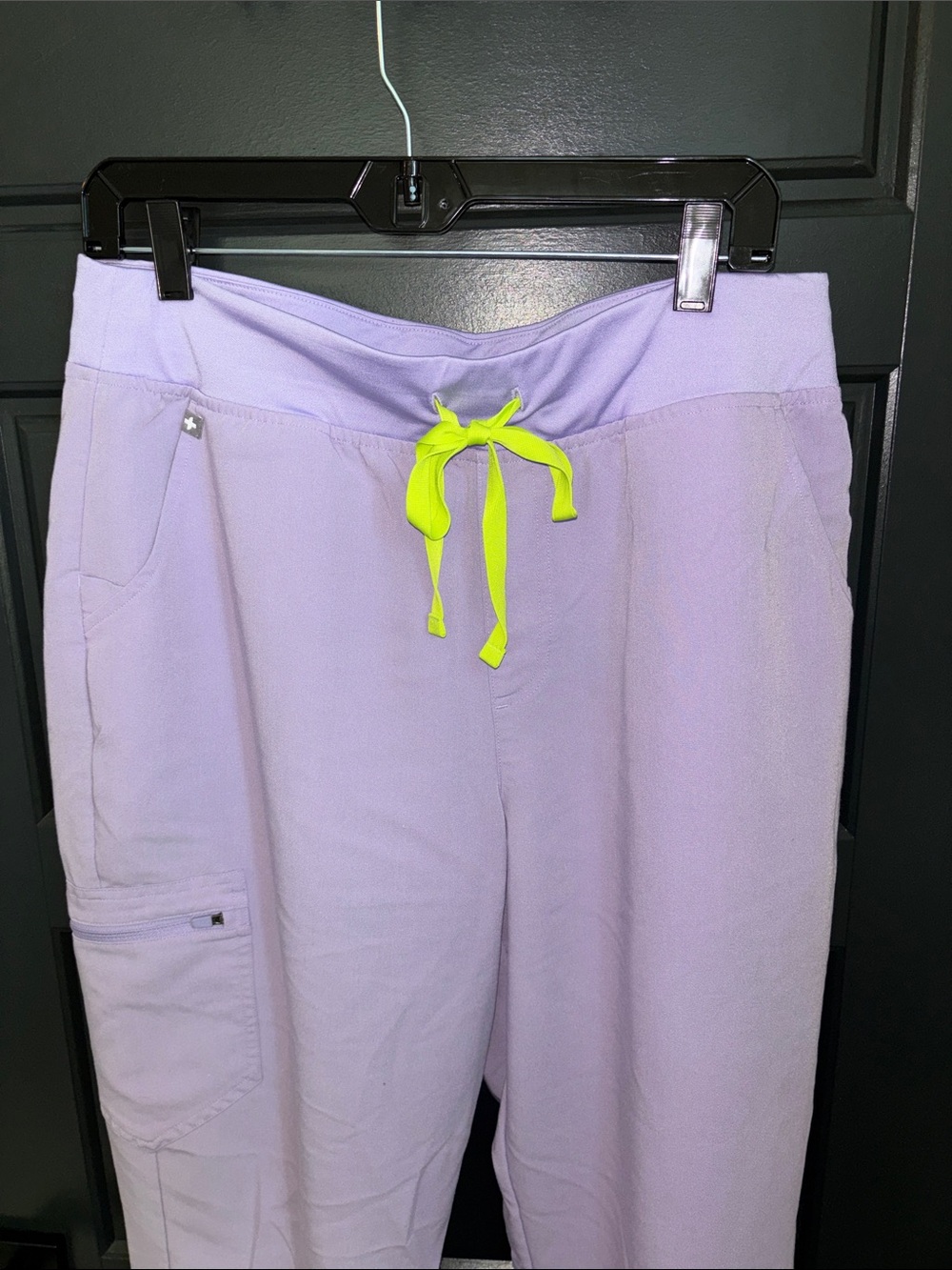 Lilac FIGS High waisted Jogger scrub Pants with Neon Drawstring - Picture 5 of 5